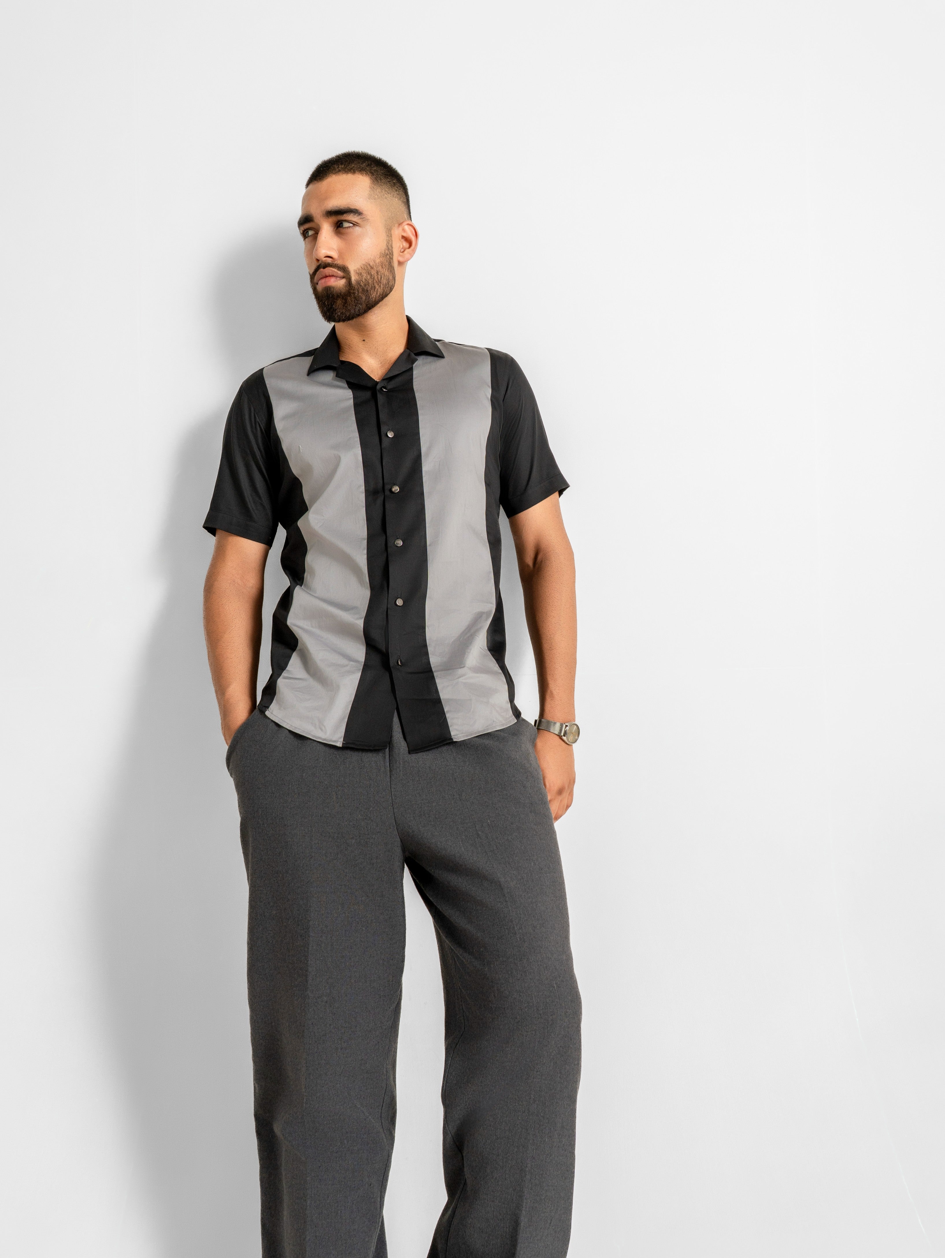 Harper Cuban Shirt - Gray & Black