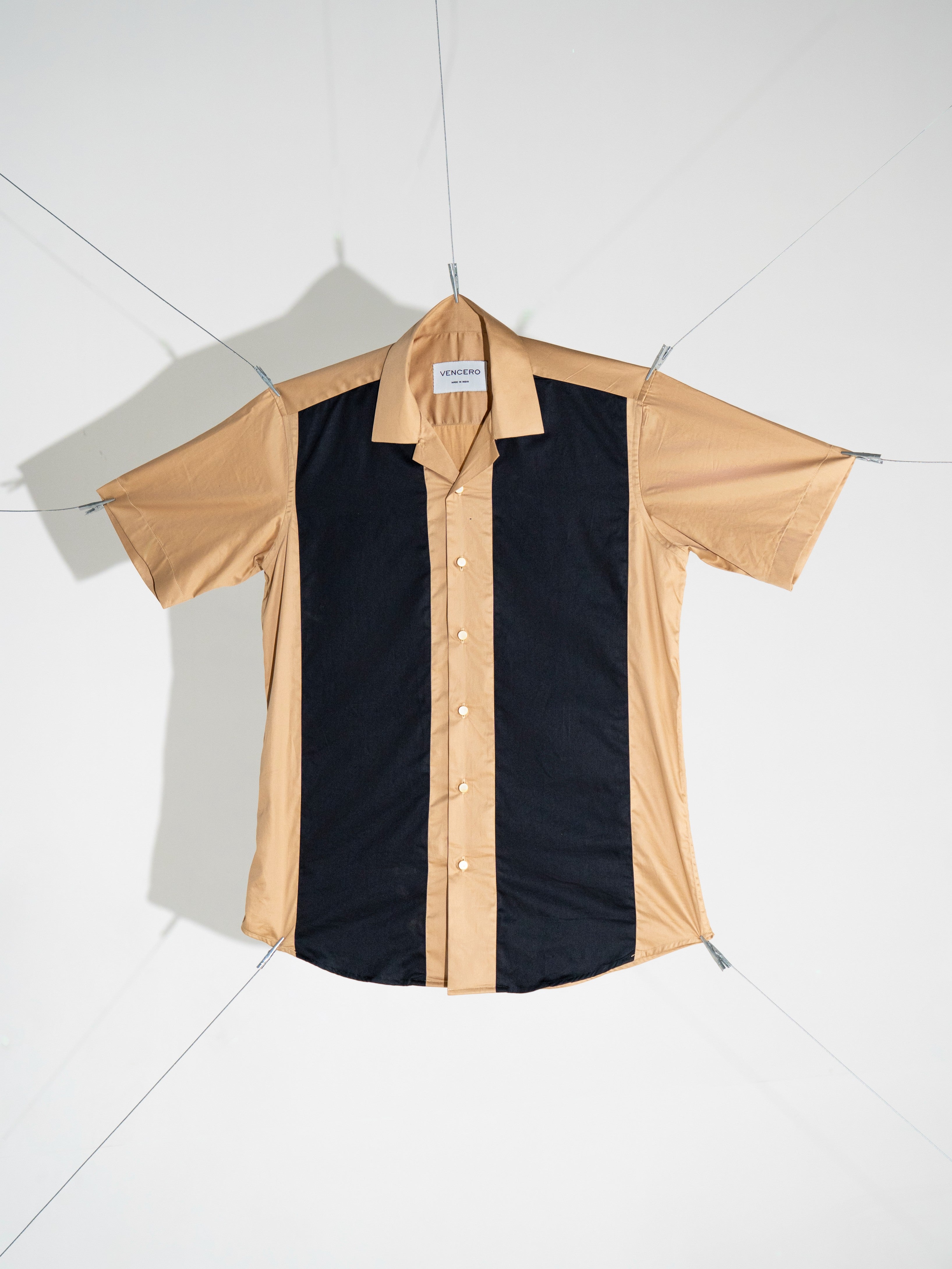 Harper Cuban Shirt - Sandstone & Black