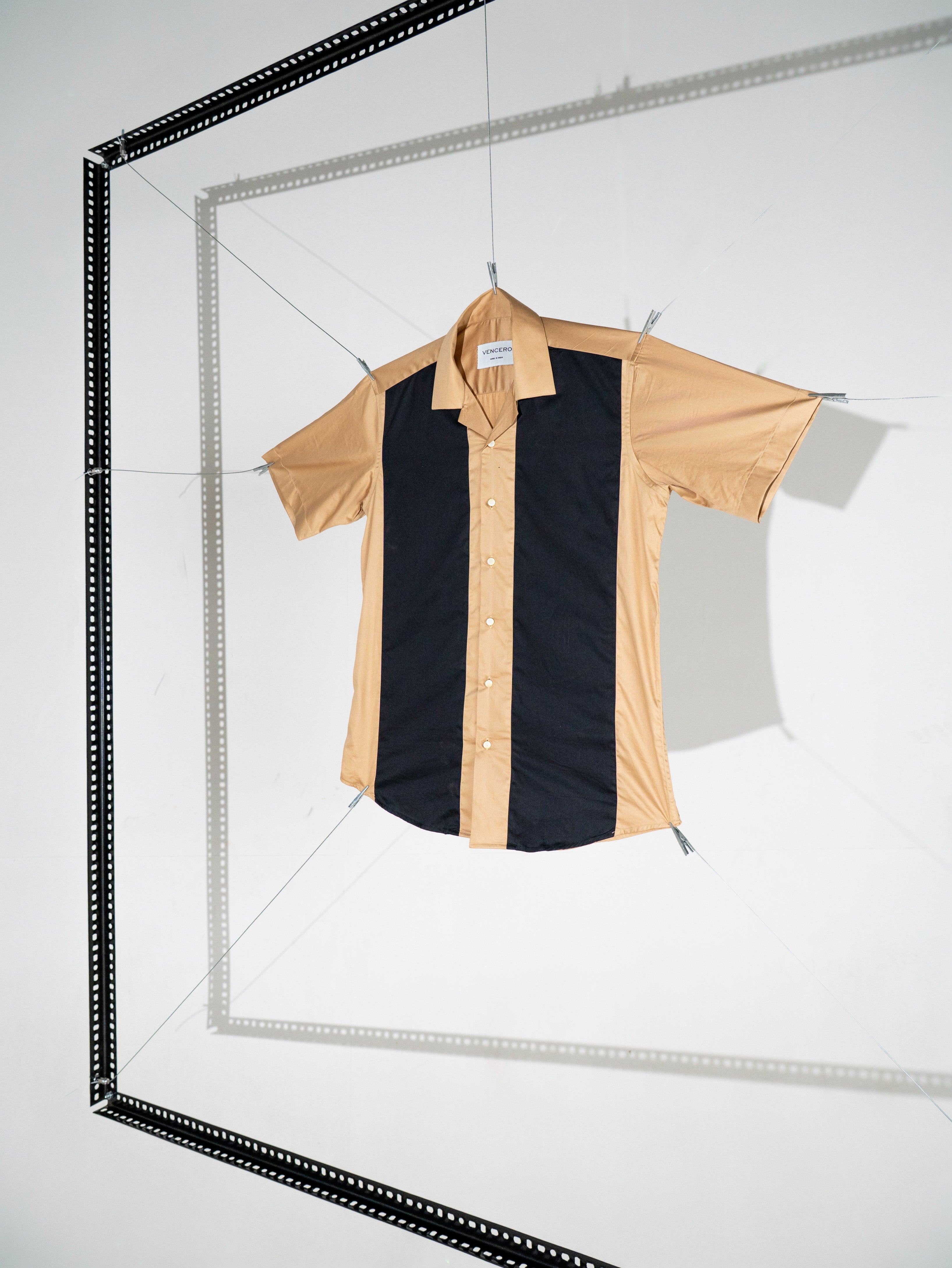 Harper Cuban Shirt - Sandstone & Black