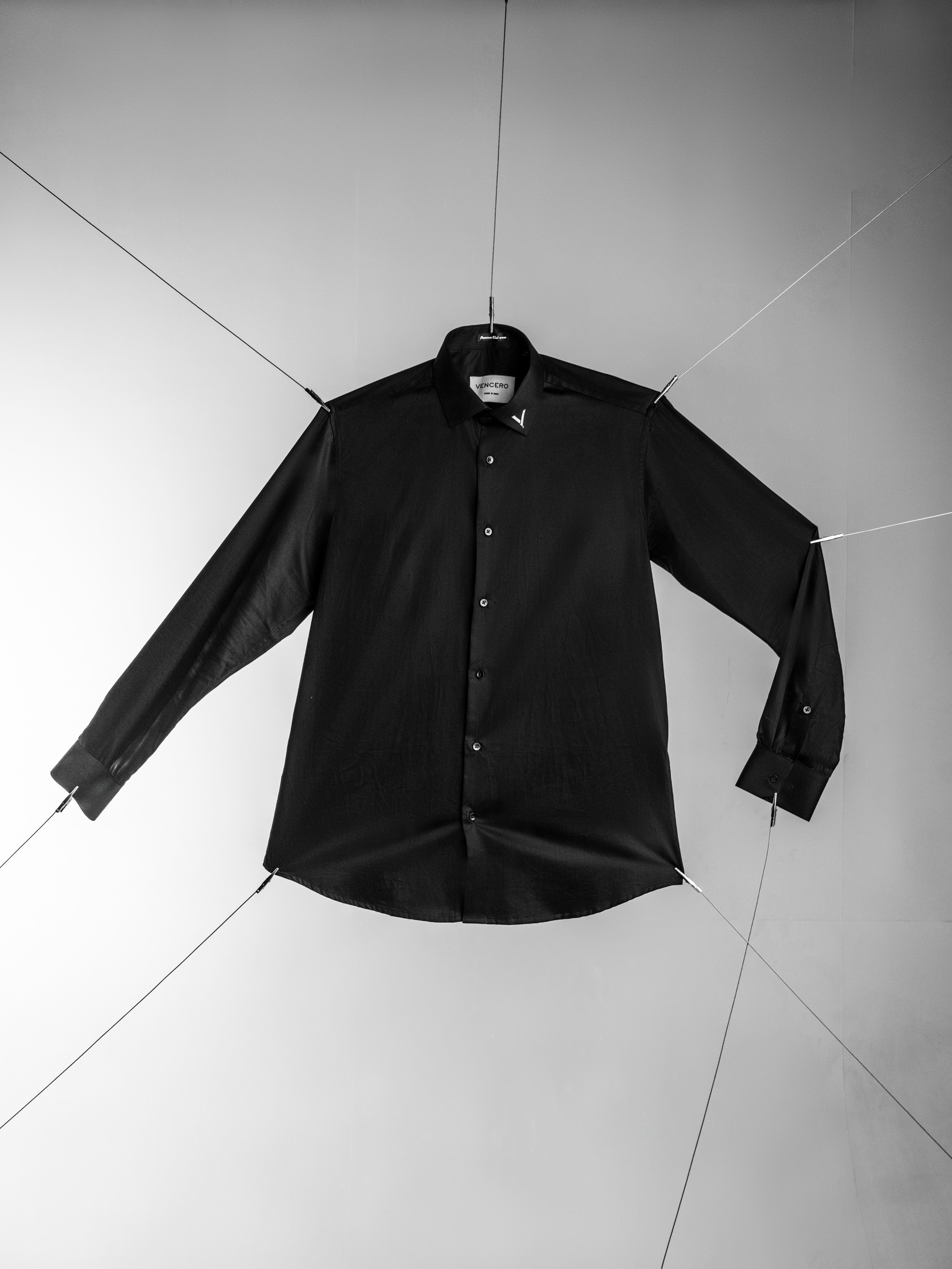 Signature Black Contrast Collar Shirt