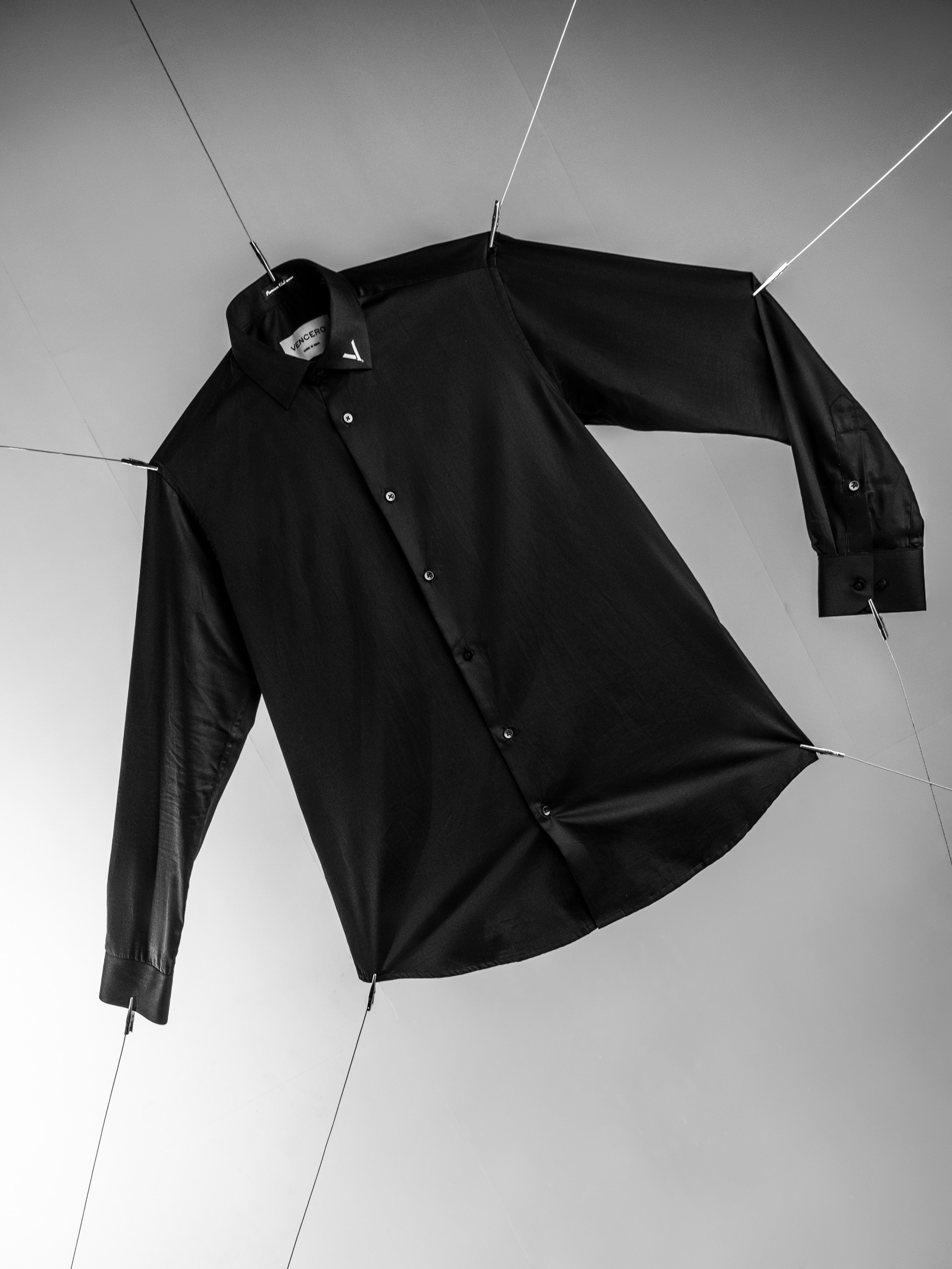 Signature Black Contrast Collar Shirt