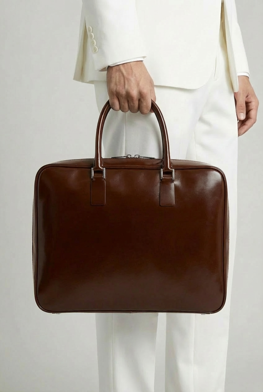 VENCERO Vegan Leather Laptop Bag : Brown