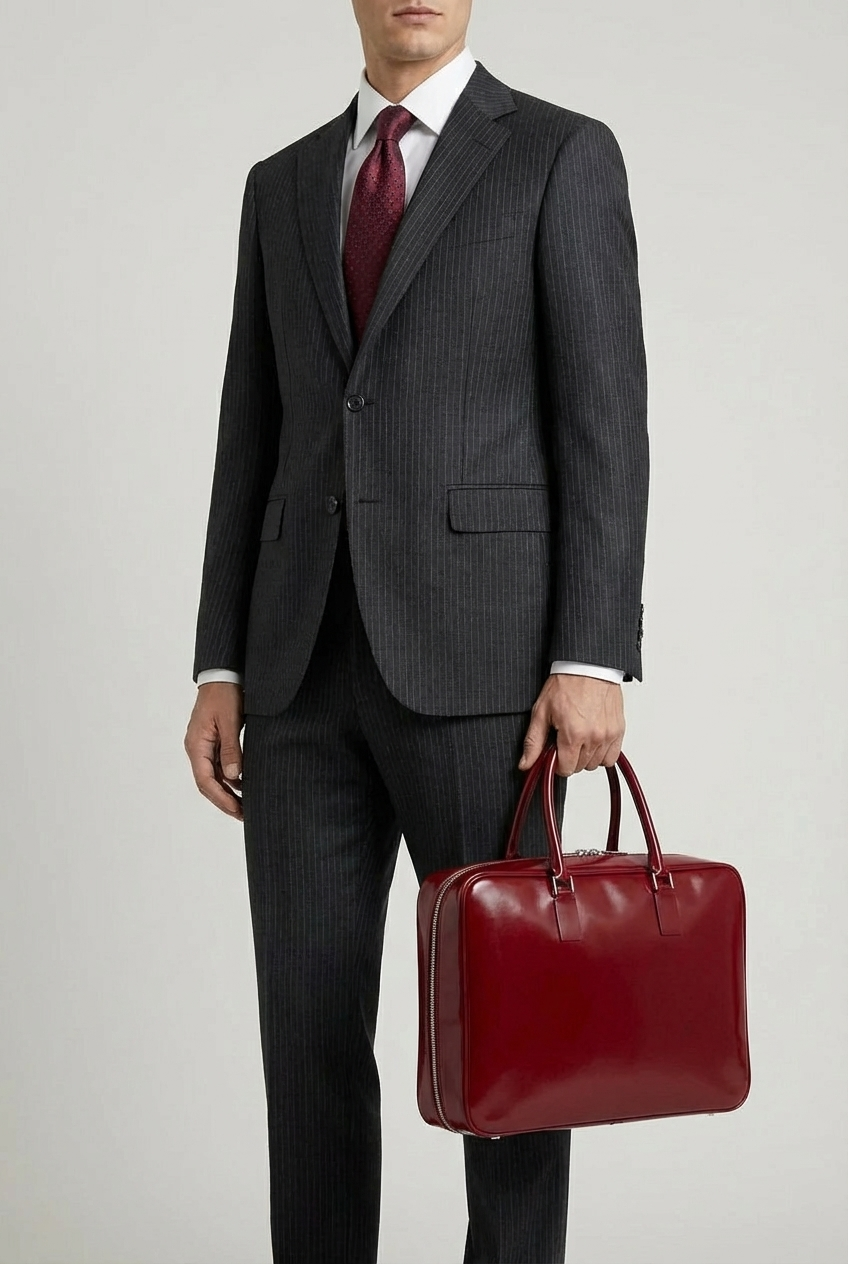 VENCERO Vegan Leather Laptop Bag : Red